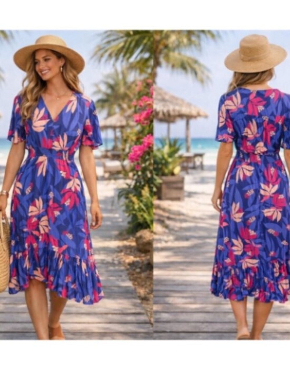 Anthropologie Abel The Label Santa Cruz Floral Midi Dress Size Large
